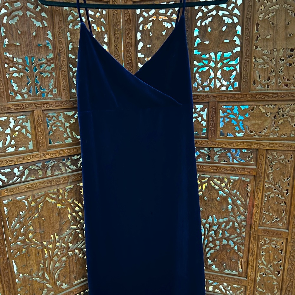 Navy Blue Vintage Dress Velvety and Beaded